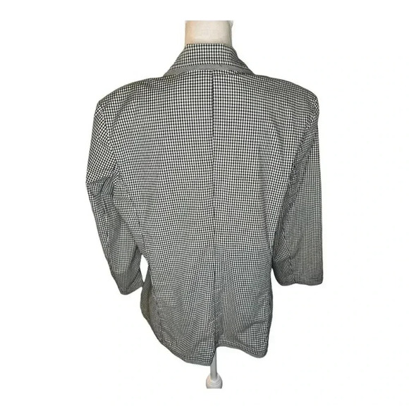 Talbots Women’s Size 16 Black & White Gingham Lightweight Stretch Cotton Blazer - Picture 3 of 7